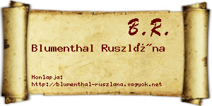 Blumenthal Ruszlána névjegykártya